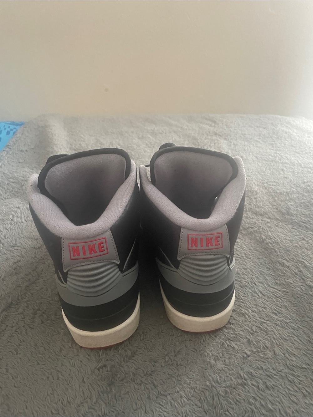 Jordan Men's Black and Gray High-Top Sneakers with Red Accent - Picture 4 of 6